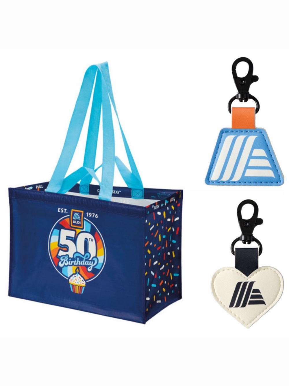 ALDI Reusable Tote Bag and 2 Quarter Holder Keychain